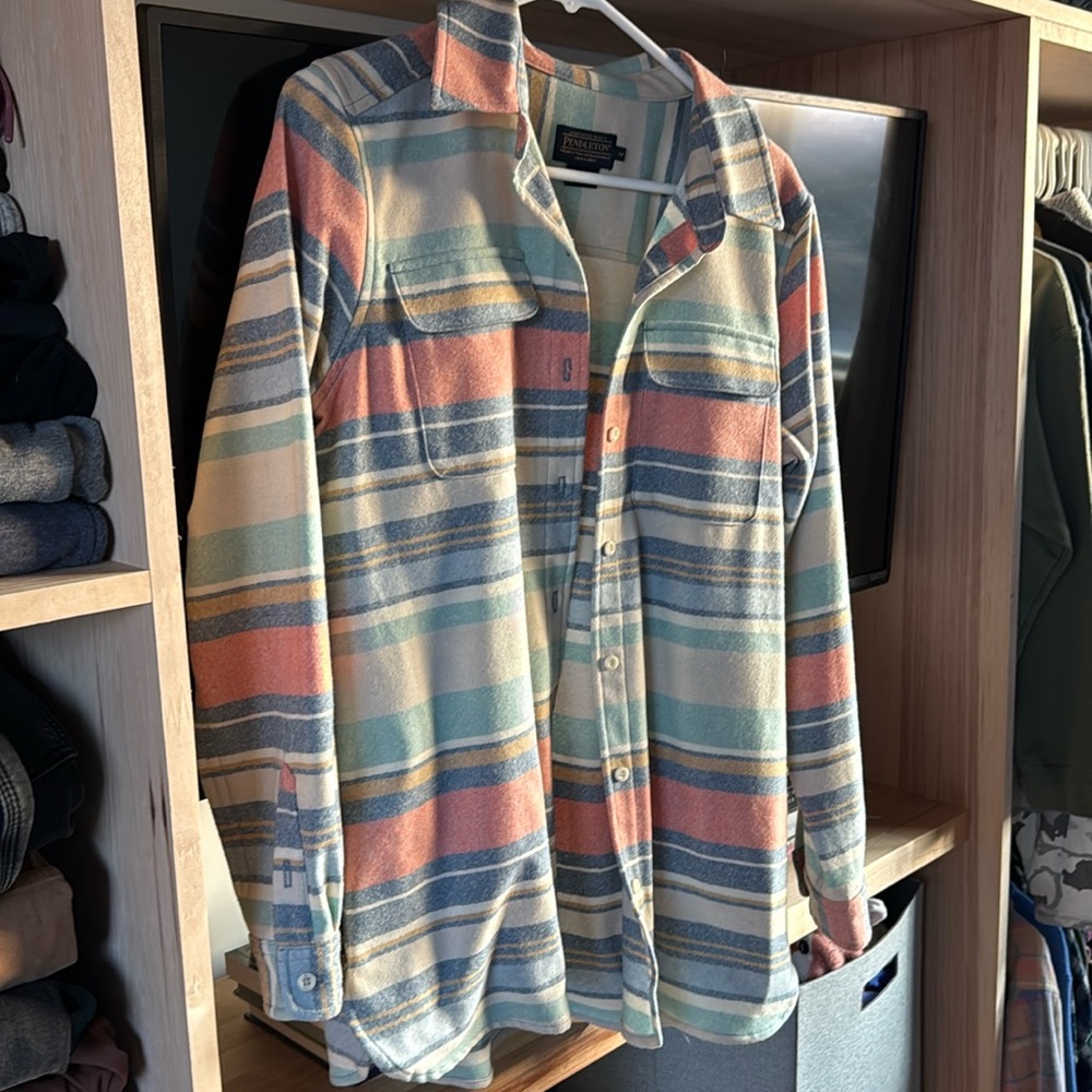 Pendleton Wool Striped Flannel Board Shirt Size Medium